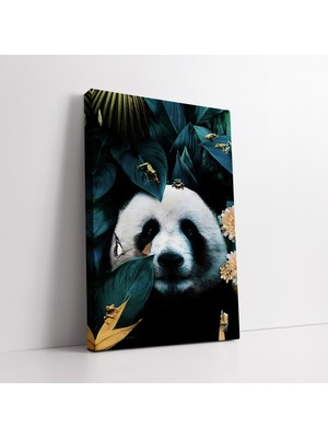 KOSS Dijital Yapraklar Arasında Sevimli Panda Kanvas Tablo