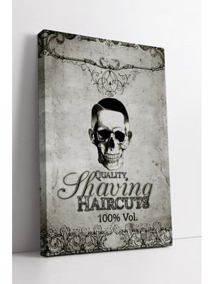 KOSS Dijital Quality Shaving Haircuts Skull Tasarım Kanvas Tablo Gotik Berber Çizimi Vintage Duvar Sanatı