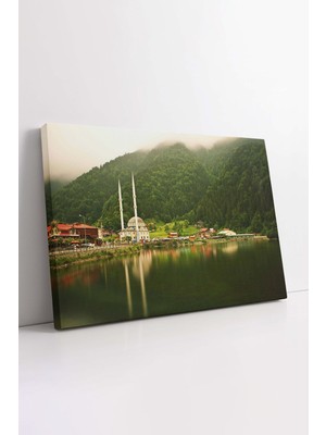 KOSS Dijital Trabzon Uzungöl Doğa Manzarası Yatay Kanvas Tablo, Ev Ofis Salon Antre Için Dekoratif Duvar Dekoru