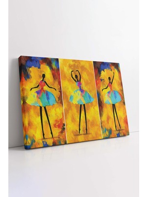 KOSS Dijital Afrikalı Balerin Kız Yağlı Boya Görünümlü Sarı Tonlarda Dekoratif Kanvas Tablo, Balerin Duvar Dekoru