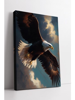 KOSS Dijital Gökyüzünde Kartal Kanvas Tablo Güç ve Özgürlük Temalı Modern Sanat Evi Dekore Eden Duvar Tablosu