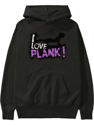 Ankhises Gym , Spor , Fitness Serisi 85 Ön Baskılı Siyah Hoodie Oversize Kapüşonlu Sweatshirt Erkek Kadın