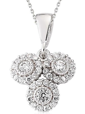 Erseyy 925 Ayar Gümüş Beyaz Taşlı Kadın Gümüş Kolye