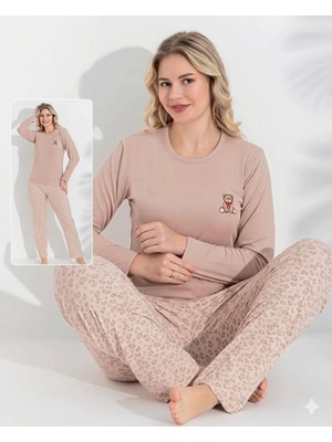 Daniska Boyraz 0214 Kadın Raporlu Uzun Kol Pijama Takımı