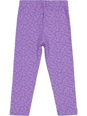 Civil Girls Çıtır Çiçek Baskılı 2-5 Yaş Tayt - Lila 5-6 Yaş