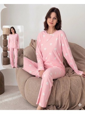Daniska Lindros 0532 Kadın Süet Uzun Kol Pijama Takımı