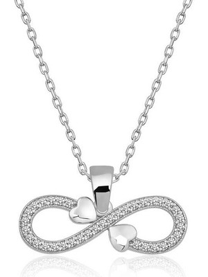 Erseyy 925 Ayar Gümüş Sonsuzluk Kalpler Kadın Gümüş Kolye