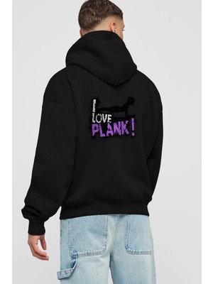 Ankhises Gym , Spor , Fitness Serisi 85 Arka Baskılı Siyah Hoodie Oversize Kapüşonlu Sweatshirt Erkek Kadın