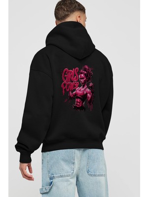 Ankhises Gym , Spor , Fitness Serisi 70 Arka Baskılı Siyah Hoodie Oversize Kapüşonlu Sweatshirt Erkek Kadın