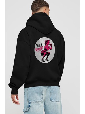 Ankhises Gym , Spor , Fitness Serisi 54 Arka Baskılı Siyah Hoodie Oversize Kapüşonlu Sweatshirt Erkek Kadın