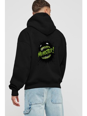 Ankhises Gym , Spor , Fitness Serisi 81 Arka Baskılı Siyah Hoodie Oversize Kapüşonlu Sweatshirt Erkek Kadın