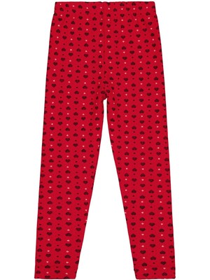 Civil Girls Kalp Desenli 10-13 Yaş Tayt - Kırmızı 10-11 Yaş