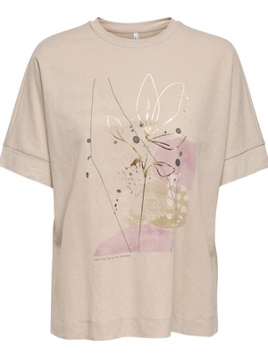 Only Onljany Baskılı Kadın Tişört Bisiklet Yaka Kısa Kollu