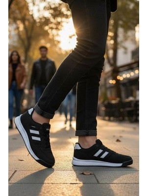 Enoch Erkek Yan Çizgili Yüksek Tabanlı Rahat Yürüyüş ve Koşu Ayakkabısı Sneaker