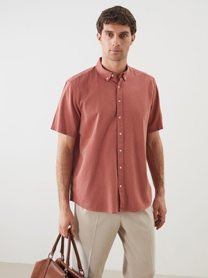Lc Waikiki Yeni Sezon Regular Fit Kısa Kollu Keten Karışımlı Erkek Gömlek