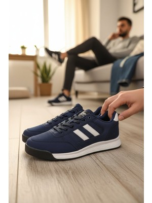 Enoch Erkek Yan Çizgili Yüksek Tabanlı Rahat Yürüyüş ve Koşu Ayakkabısı Sneaker