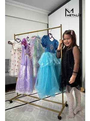 Metaliz Gold Pratik Tekerlekli Konfeksiyon Askısı  Kıyafet Standı ve Organizer