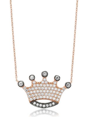 Erseyy 925 Ayar Gümüş Kraliçe Tacı Kadın Gümüş Kolye