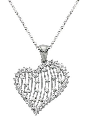 Erseyy 925 Ayar Gümüş Kalpli Kadın Gümüş Kolye