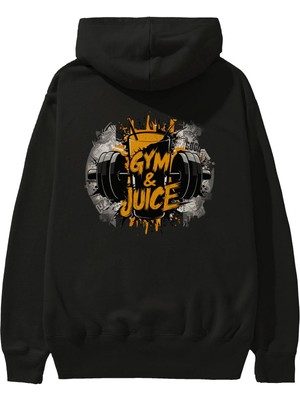 Ankhises Gym , Spor , Fitness Serisi 96 Arka Baskılı Siyah Hoodie Oversize Kapüşonlu Sweatshirt Erkek Kadın