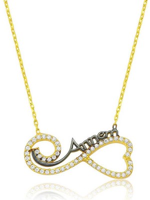 Erseyy 925 Ayar Gümüş Kalpli Sonsuzluk Annem Kolye