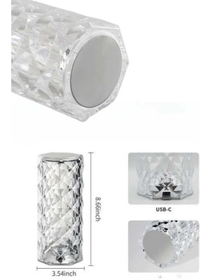 Die Grup Yeni Nesil Modern Kristal Masa ve Gece Lambası Dokunmatik Renk Değiştirebilen DIEGRP-RSKRGLT34