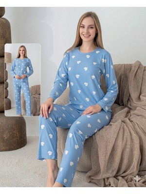 Daniska Lindros 0440 Kadın Süet Uzun Kol Pijama Takımı