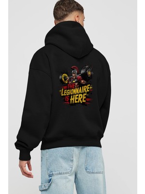 Ankhises Gym , Spor , Fitness Serisi 38 Arka Baskılı Siyah Hoodie Oversize Kapüşonlu Sweatshirt Erkek Kadın