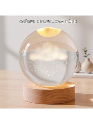 Die Grup USB Bağlantılı 3D Kristal Yağmur Bulutu Lamba Ahşap Tabanlı Dekoratif Aydınlatma Dıegrp-Rskrg