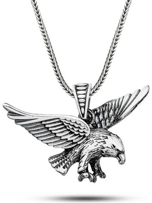 Katre46 Gümüş Uçan Kartal Erkek Kolye