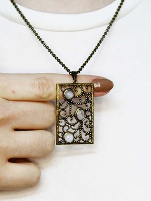 Esha Doğal Taş Aytaşı 3'lü Doğal Taşlı Antik Kadın Kolye EUK45AY