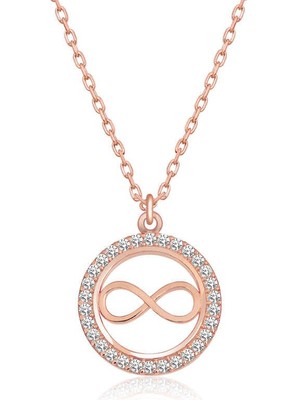 Erseyy 925 Ayar Gümüş Rose Minik Sonsuzluk Kadın Gümüş Kolye