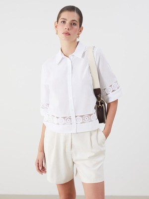 Lc Waikiki Yeni Sezon Kroşe Detaylı Kadın Gömlek