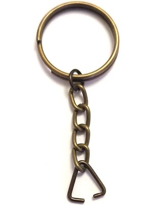 Starseven Anahtarlık Halkası, Halka + Zincir + Üçgen, 24MM, Antik, 1 Adet