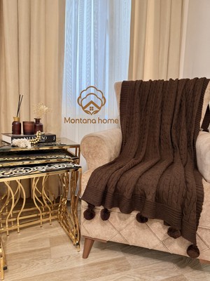 Ponponlu Triko Örgü Tv ve Diz Battaniyesi – 130X170 Cm"