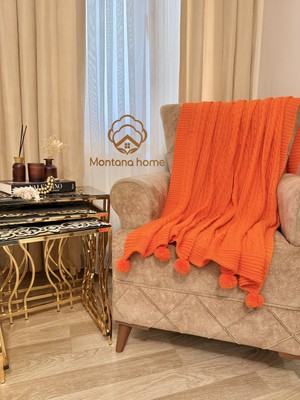 Ponponlu Triko Örgü Tv ve Diz Battaniyesi – 130X170 Cm"