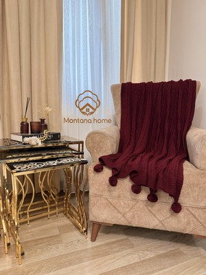 Ponponlu Triko Örgü Tv ve Diz Battaniyesi – 130X170 Cm"