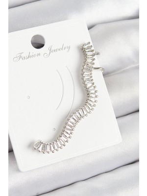 Bsre Pirinç Su Yolu Figürlü Sağ Kıkırdak Küpe (Gümüş Renk)