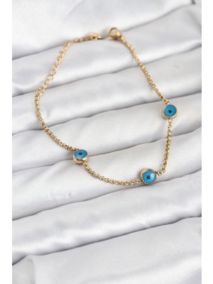 316L Çelik Gold Renkli Nazar Boncuk Model Kadın Bileklik