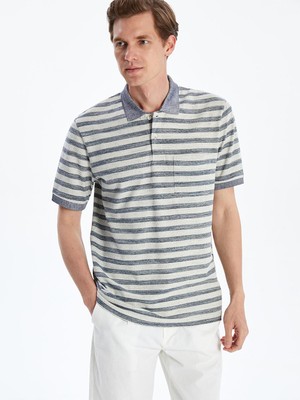 Lc Waikiki Yeni Sezon Polo Yaka Çizgili Merserize Görünümlü Erkek Tişört