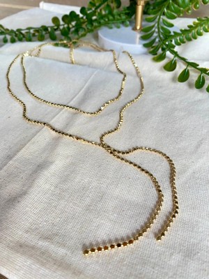 Stainless Steel 14K Ikili Y Model Mini Pul Çelik Kolye