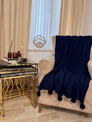 Ponponlu Triko Örgü Tv ve Diz Battaniyesi – 130X170 Cm"