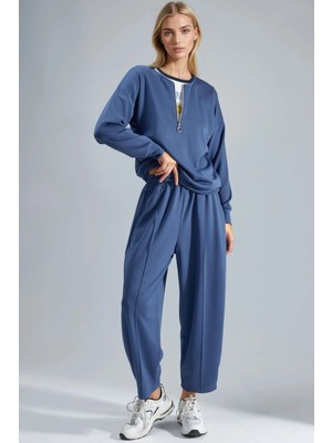 Hiccup Kadın Modal Dokulu Fermuarlı Yaka Ikili Takım Bersan Collection Peygamber Çiçeği Mavisi