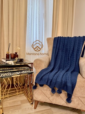 Ponponlu Triko Örgü Tv ve Diz Battaniyesi – 130X170 Cm"