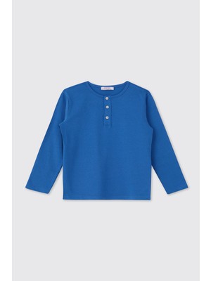 Panço Erkek Çocuk Yakası Düğmeli Koyu Lacivert Tişört