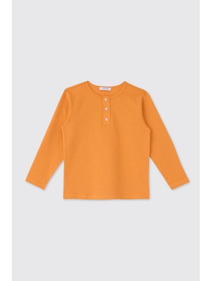 Panço Erkek Çocuk Yakası Düğmeli Oranj Tişört