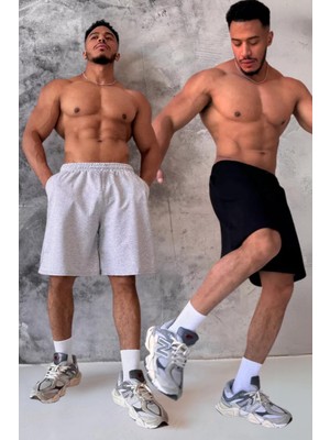 Vladivosto Diz Hizasında Battal Boy Yüksek Bel Cepleri Derin Oversize Büyük Beden Şort Kapri