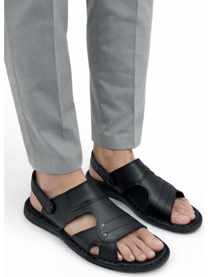 Desimod Erkek Hakiki Deri Ortopedik Hac Umre Sandalet Terlik