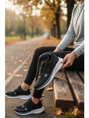 Enoch Erkek Yüksek Tabanlı Geometrik Detaylı Ortopedik Yürüyüş ve Koşu Ayakkabısı
