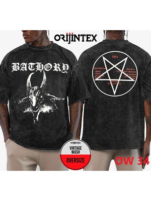 Bathory Yıkamalı Over Size Tişört Xl